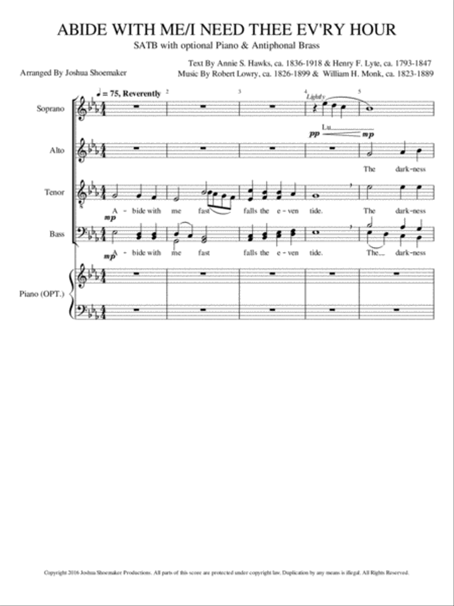 Abide With Me/I Need Thee Ev'ry Hour 4-Part scores gallery preview page 1