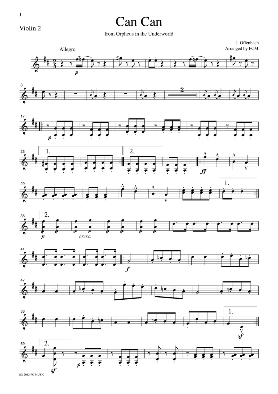 Offenbach Can Can, for string quartet, CO001 String Quartet scores gallery preview page 5