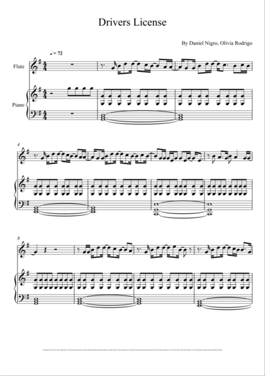 Drivers License Flute Solo scores gallery preview page 1