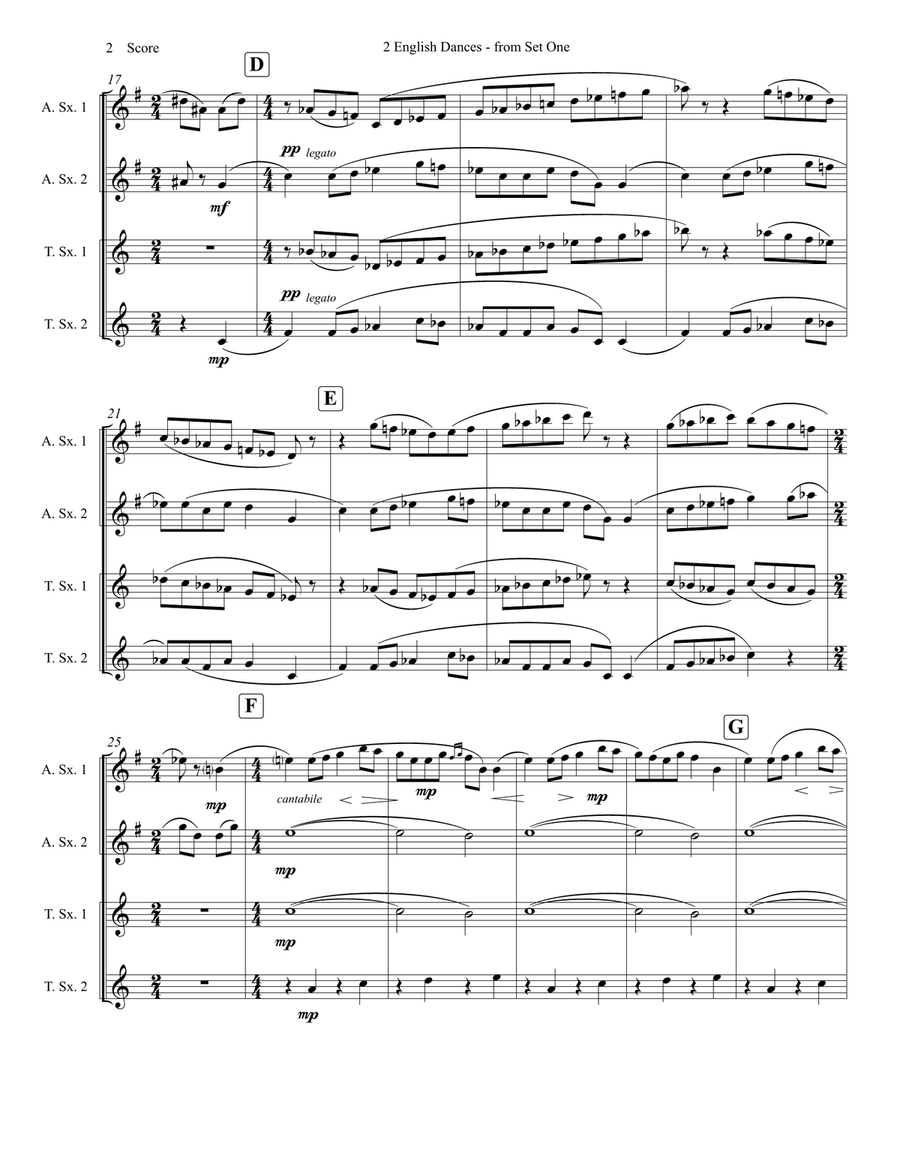 English Dances, Set 1, Op. 27: No. 3. Mesto Saxophone Quartet scores gallery preview page 3