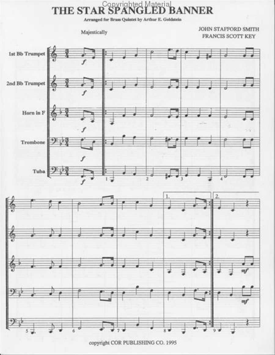 The Star Spangled Banner (Arthur Goldstein) Brass Quintet scores gallery preview page 2