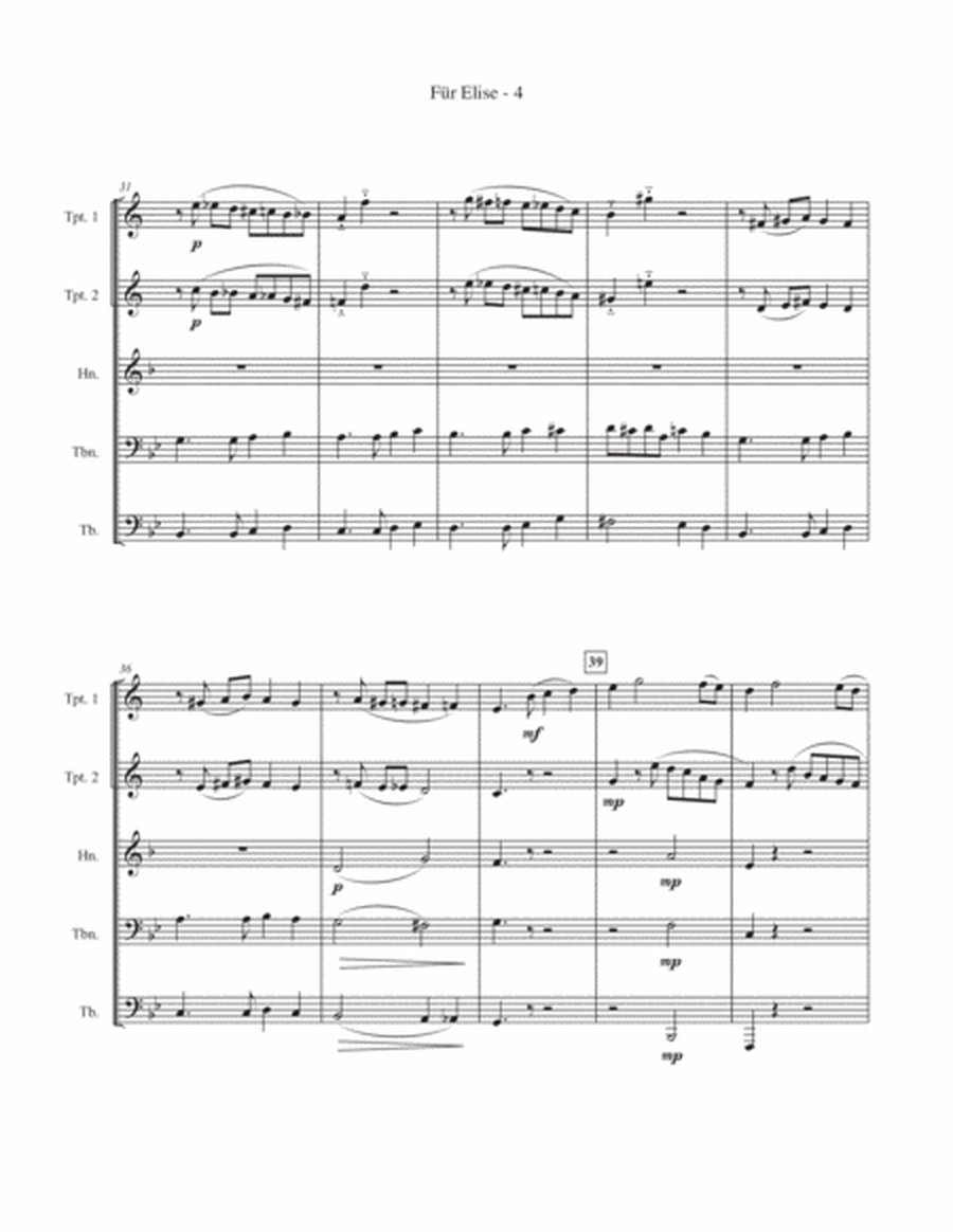 Für Elise for brass quintet image number null