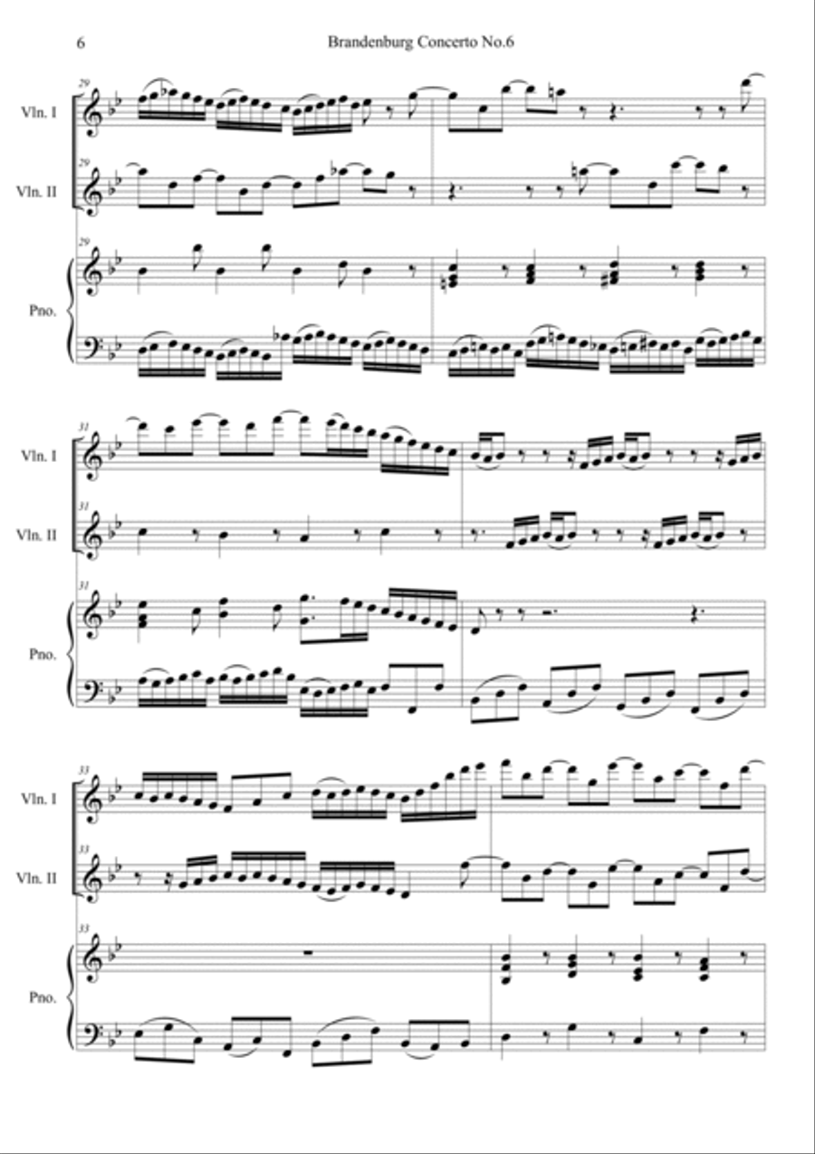 Brandenburg Concerto No. 6 in B flat major, BWV 1051 Mov.3 Allegro Piano Trio scores gallery preview page 6