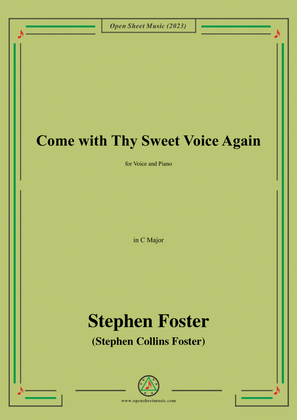 Book cover for S. Foster-Come with Thy Sweet Voice Again,in C Major