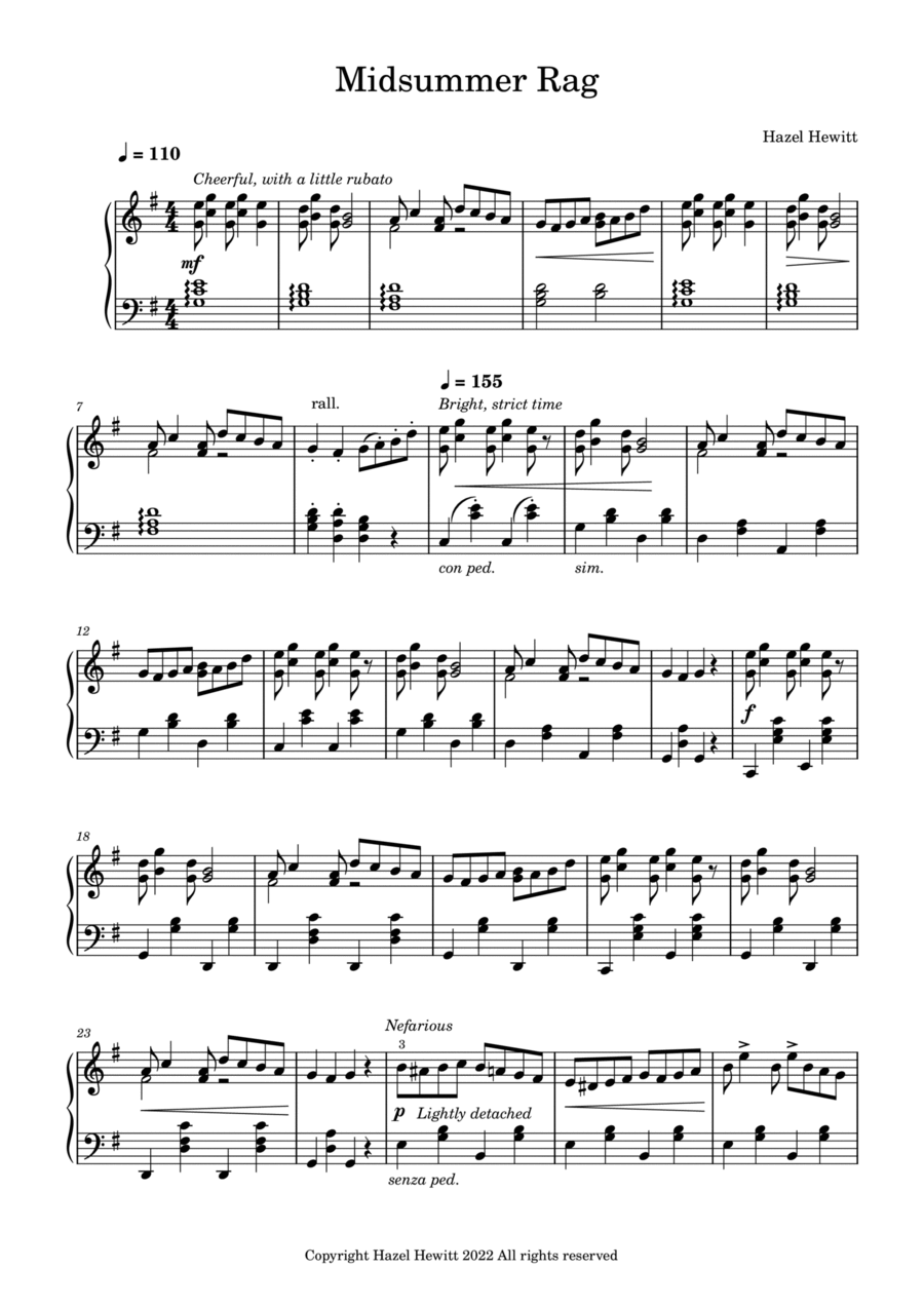 Midsummer Rag Midsummer Rag Piano Solo scores gallery preview page 1
