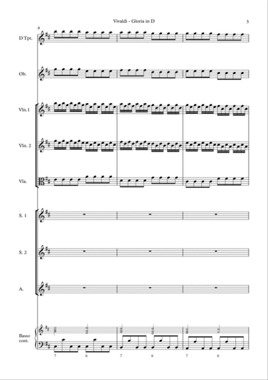 Vivaldi: Gloria in D major (SA soli, SSA choir edition) - Score Only