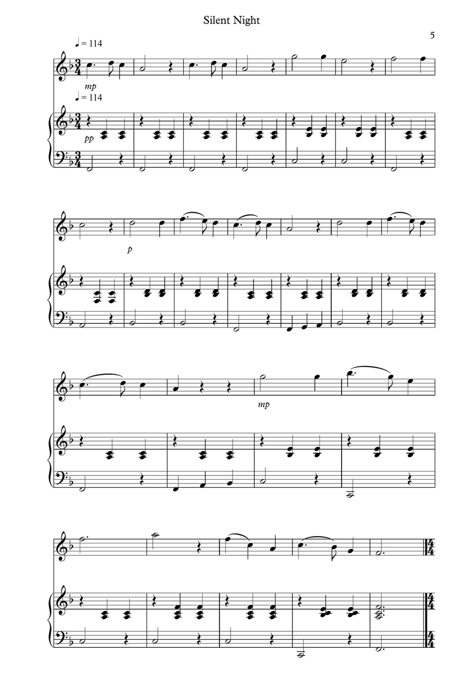 8 Easy Christmas Pieces for Flute And Piano Woodwind Duet scores gallery preview page 5