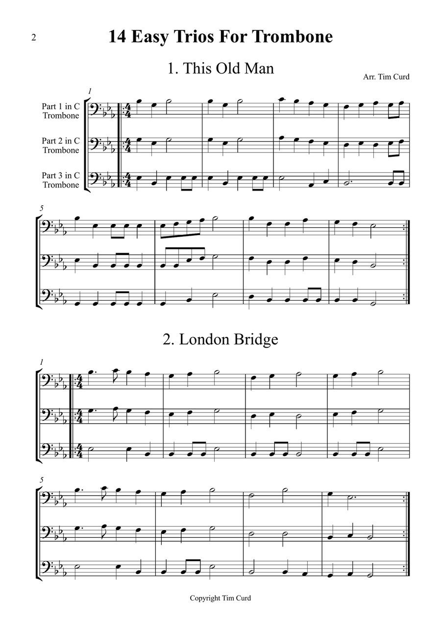 14 Easy Trios For Trombone Trombone Trio scores gallery preview page 2