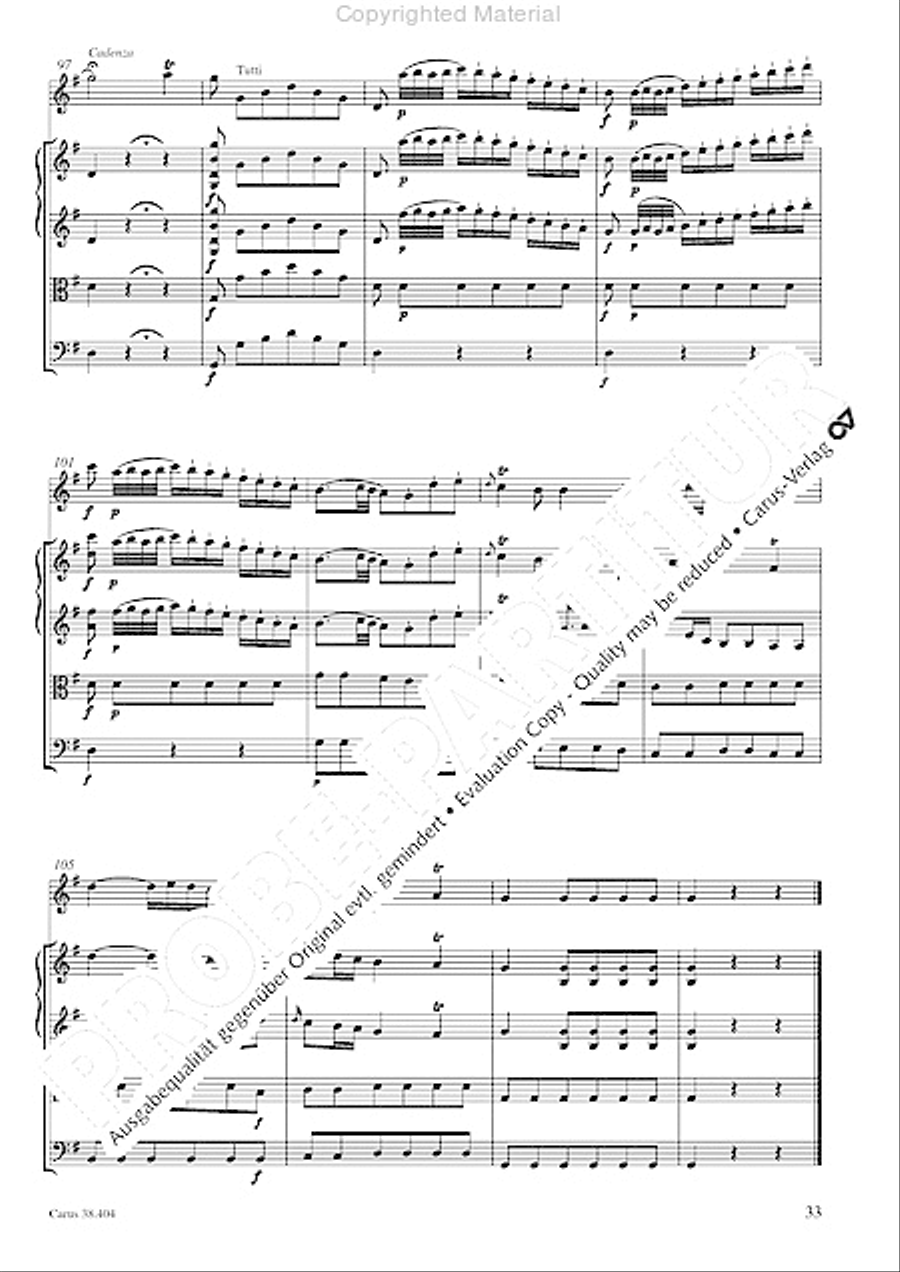 Concerto for Flute in D major (Concerto per il Flauto traverso in D / Flotenkonzert in D) Flute Solo scores gallery preview page 35