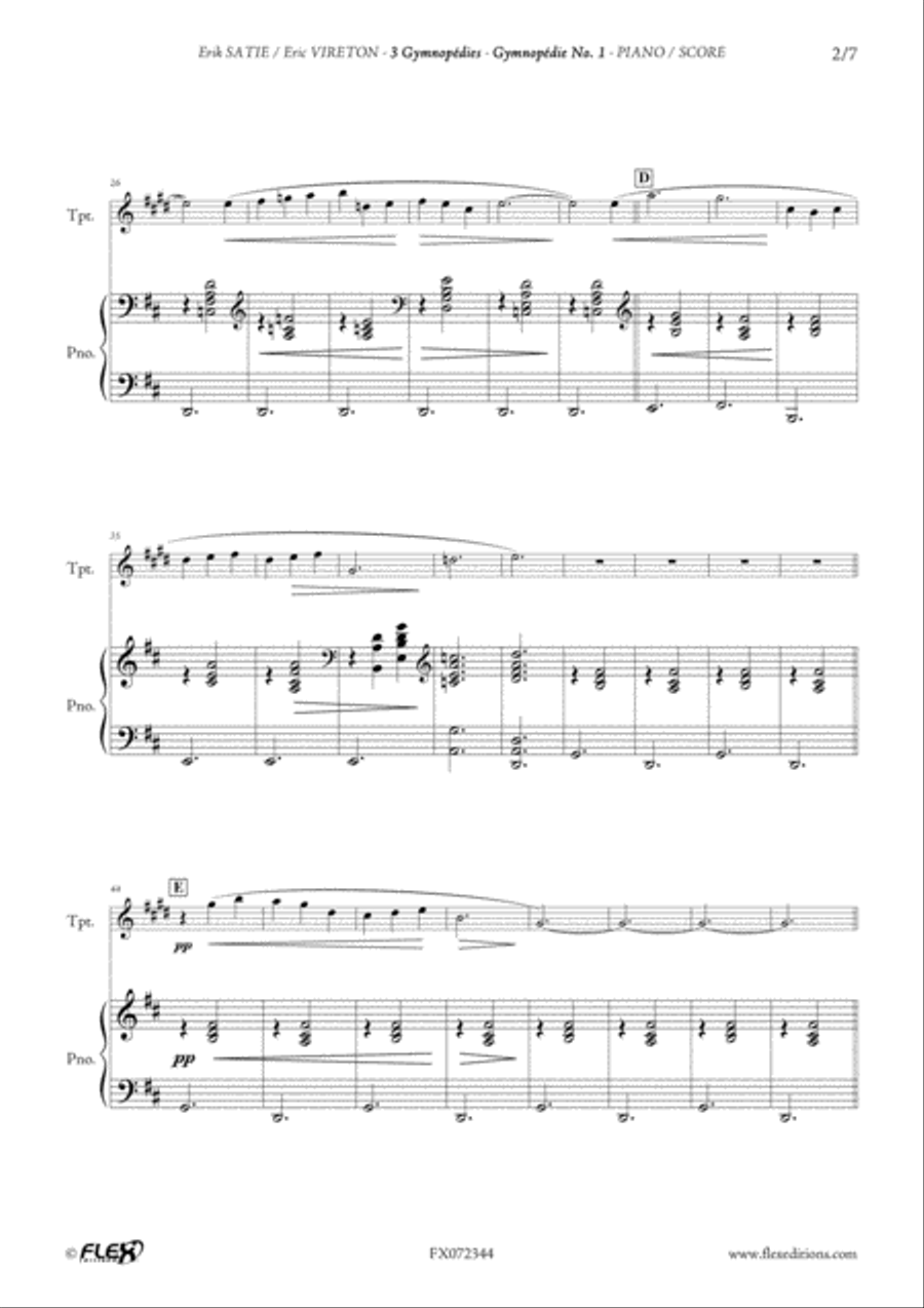 3 Gymnopedies B-Flat Trumpet scores gallery preview page 3