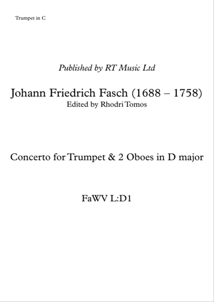 Fasch Trumpet Concerto in D - solo parts Trumpet Solo scores gallery preview page 1