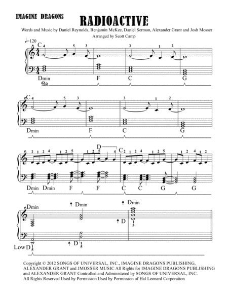 Radioactive by Imagine Dragons Easy Piano - Digital Sheet Music