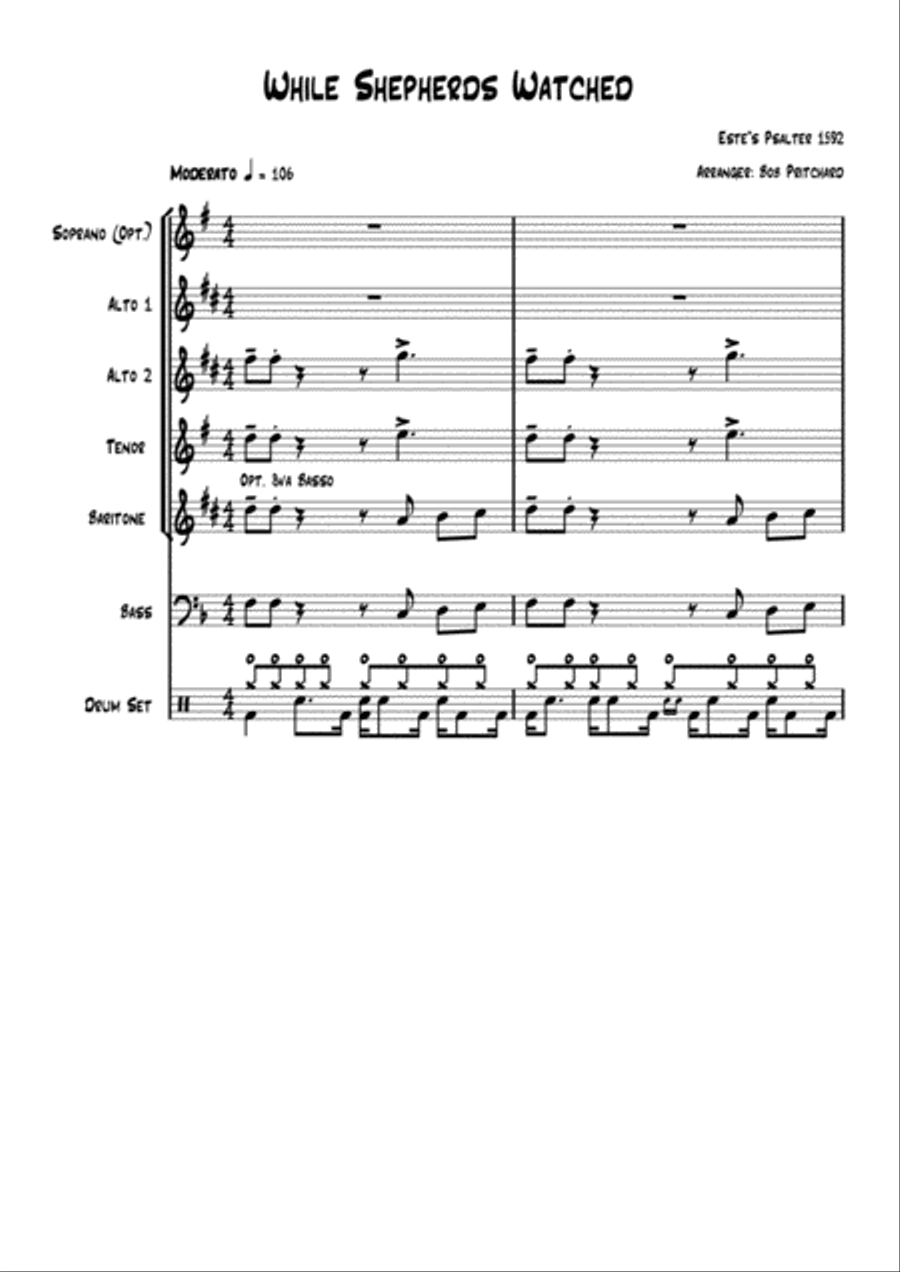 While Shepherds Watched Woodwind Quartet scores gallery preview page 2