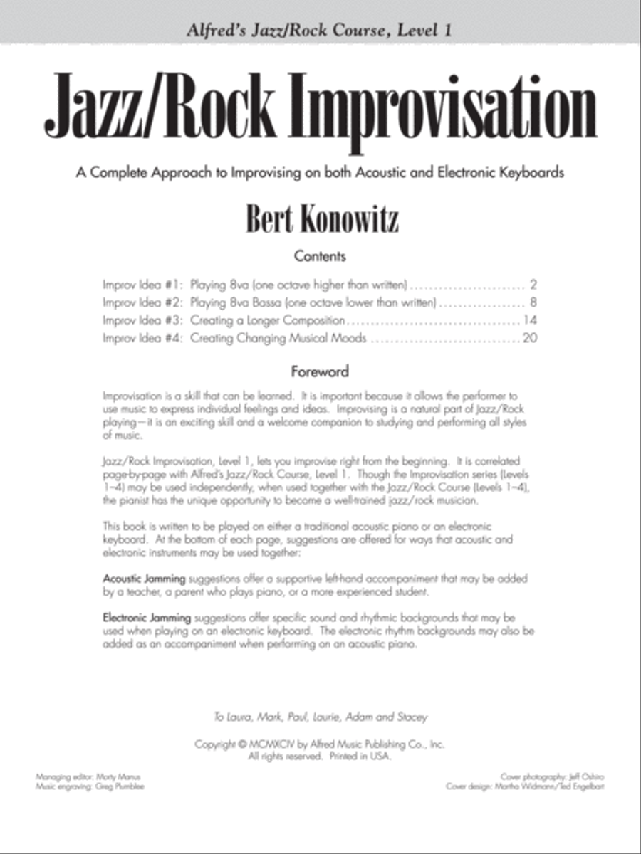 Alfred's Basic Jazz/Rock Course - Jazz/Rock Improvisation (Level 1) Piano Method scores gallery preview page 2