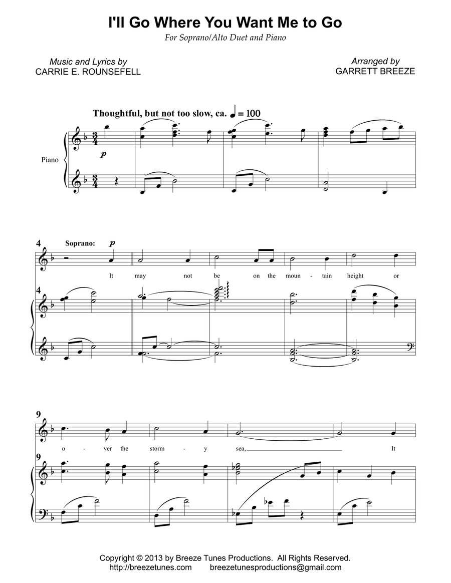 I'll Go Where You Want Me to Go (Vocal Duet) Piano, Vocal scores gallery preview page 1