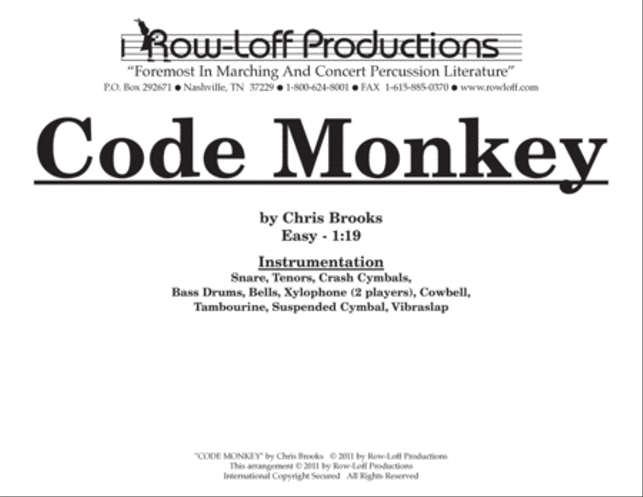 Code Monkey w/Tutor Tracks Percussion Ensemble scores gallery preview page 2