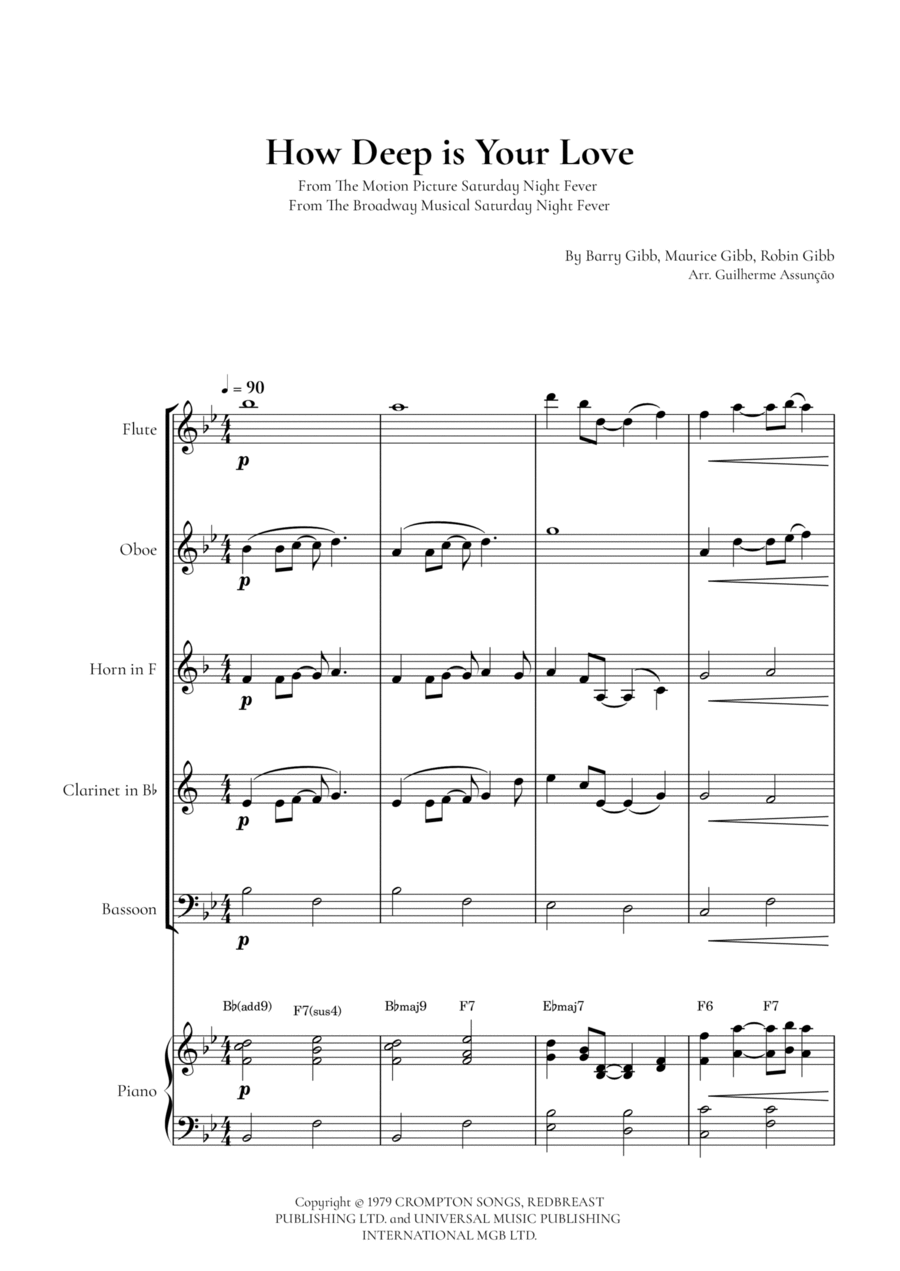 How Deep Is Your Love Bassoon scores gallery preview page 1