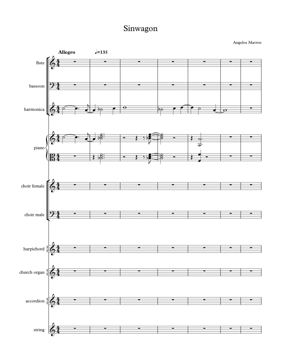 Sinwagon - Score Only Full Orchestra scores gallery preview page 1