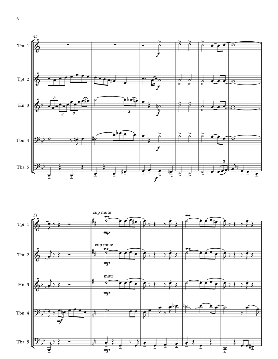 Battle Hymn of the Republic for Brass Quintet (jazz for 5 brass series) Brass Quintet scores gallery preview page 6