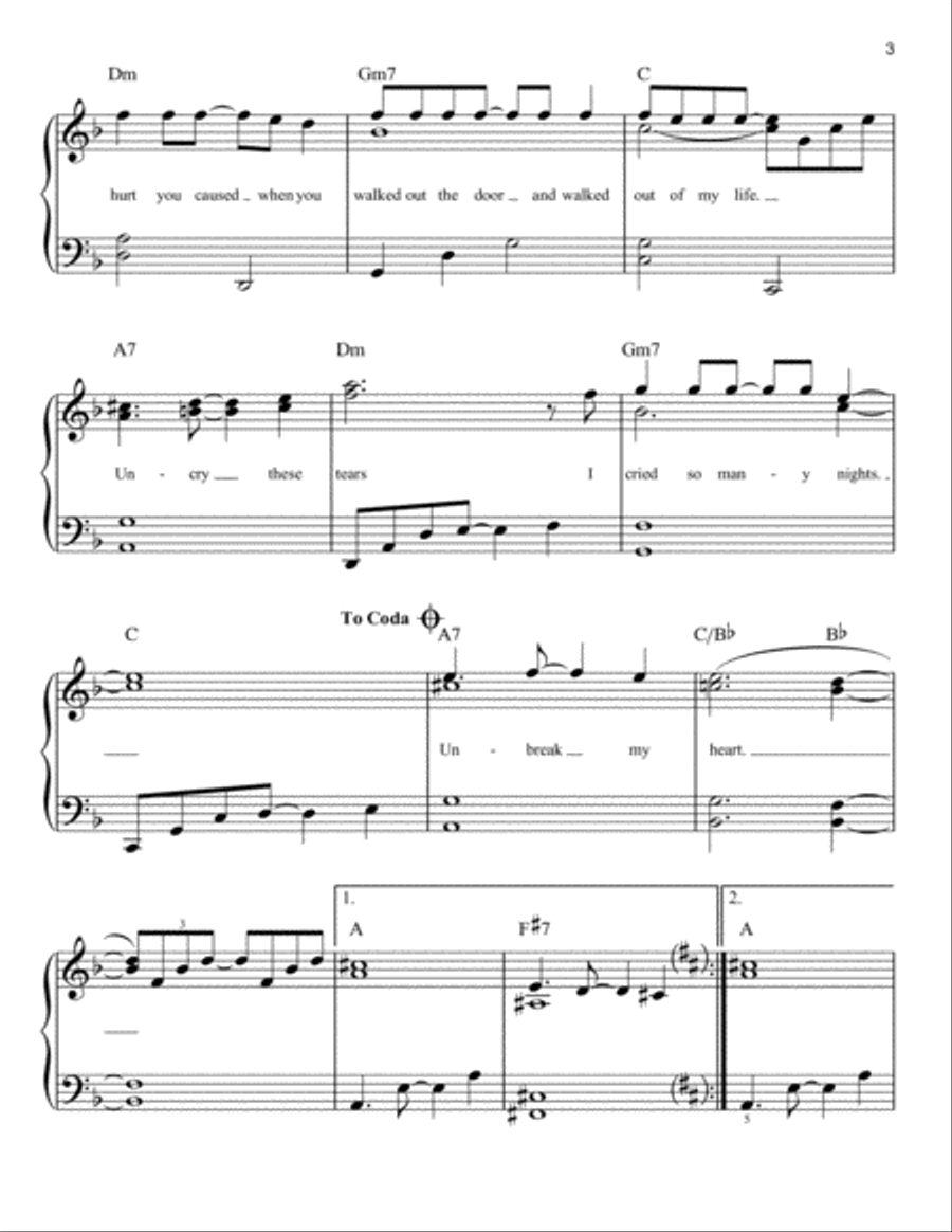 Un-break My Heart Easy Piano scores gallery preview page 3