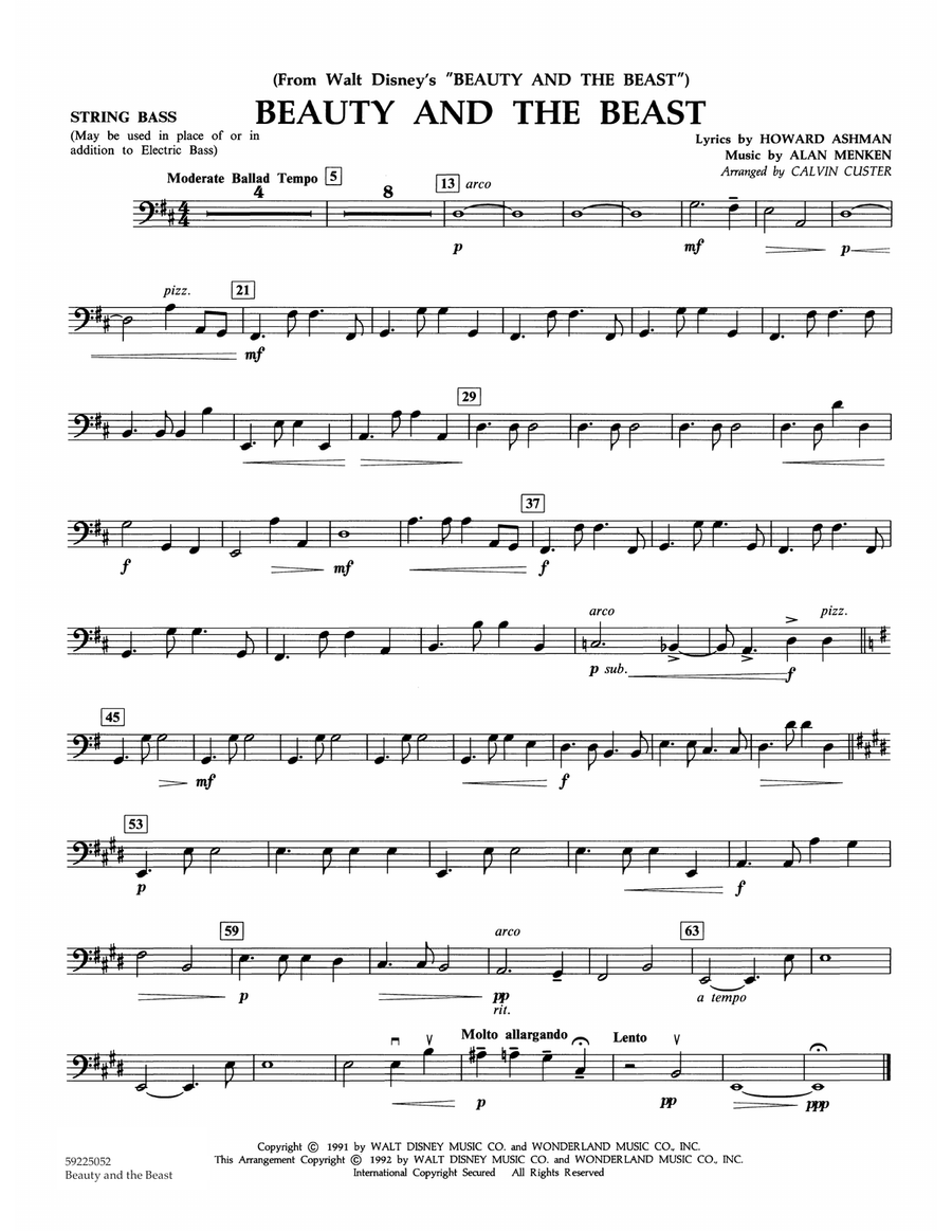 Beauty and the Beast (arr. Calvin Custer) - String Bass Orchestra scores gallery preview page 1