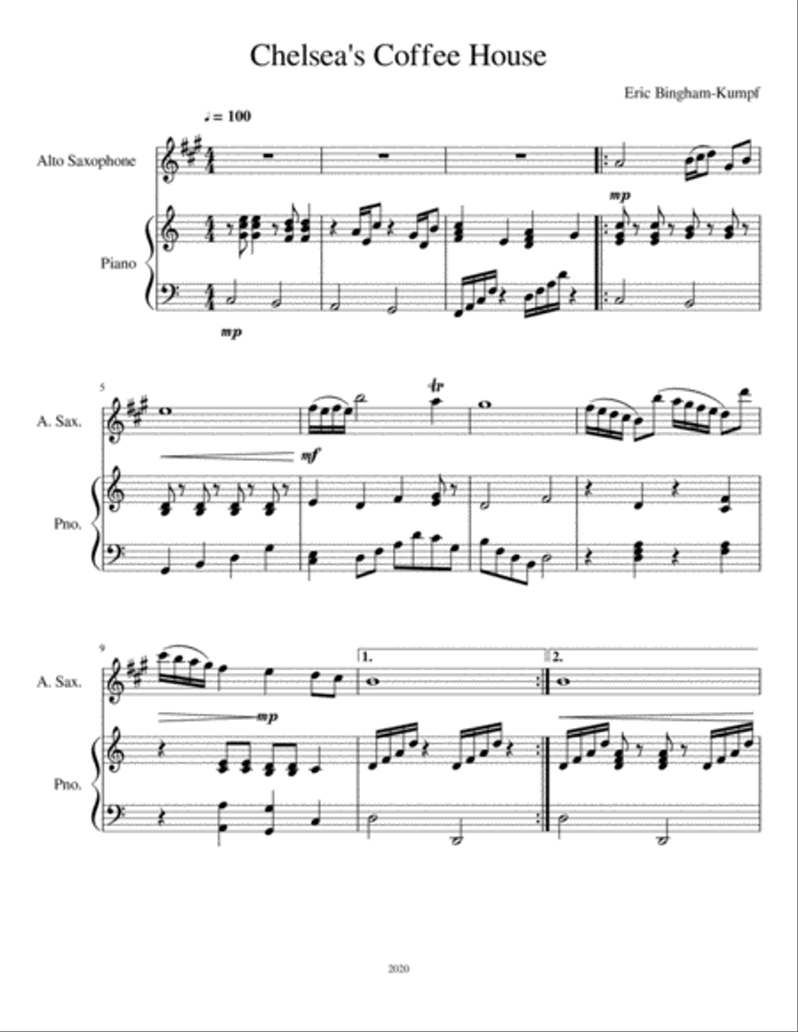 Chelsea's Coffee House Alto Saxophone scores gallery preview page 1