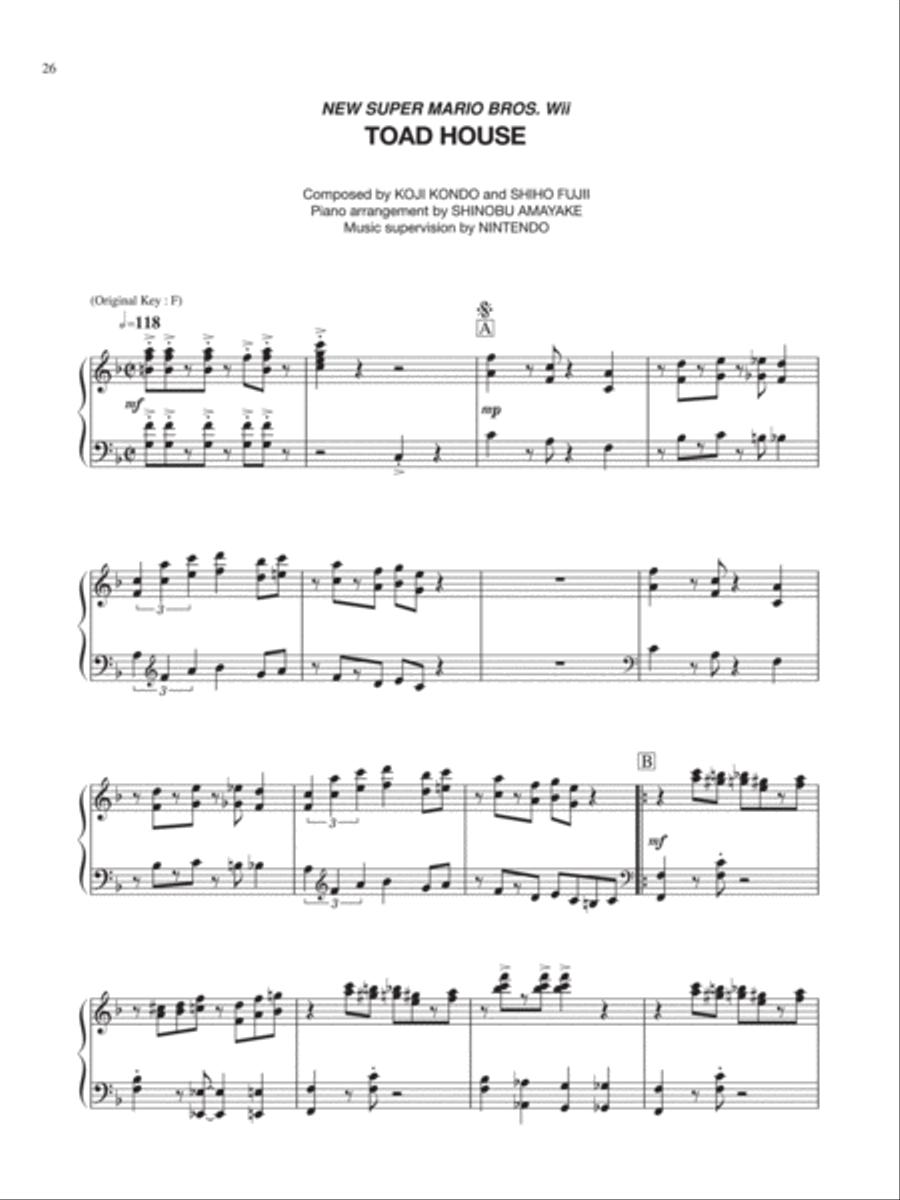 New Super Mario Bros. Wii Toad House Piano Solo scores gallery preview page 1
