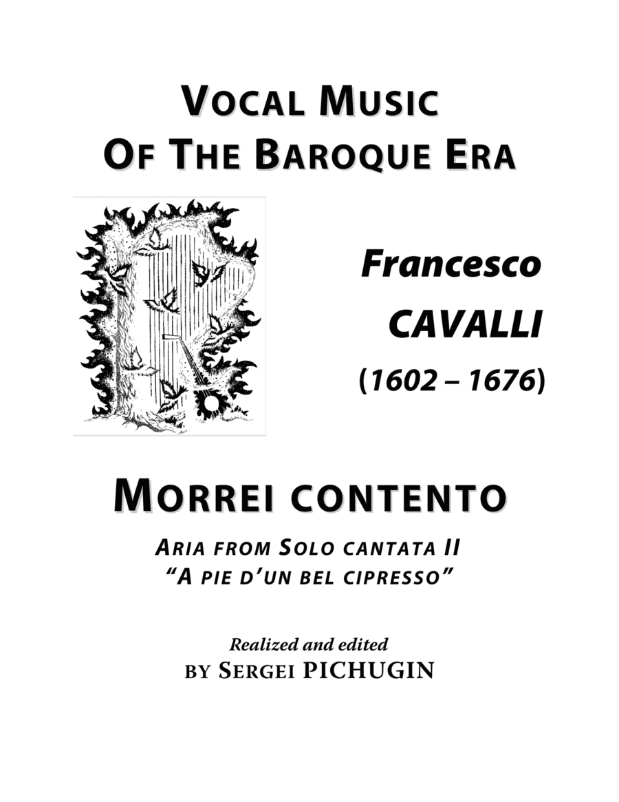 CAVALLI Francesco: Morrei contento, aria from the cantata, arranged for Voice and Piano (B minor) image number null