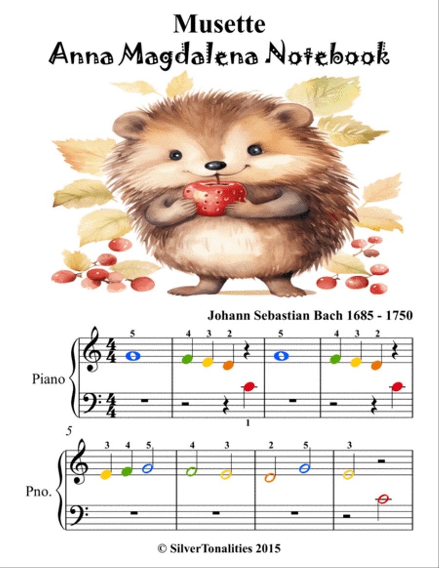 Musette in D Major Beginner Piano Sheet Music with Colored Notation Piano Method scores gallery preview page 2