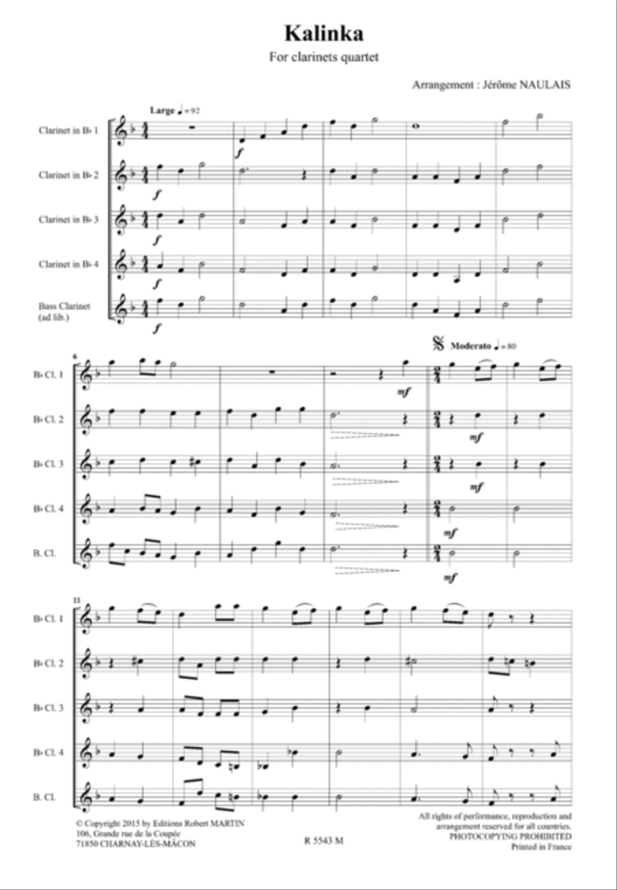 Kalinka, pour clarinette Kalinka, pour clarinette Clarinet scores gallery preview page 2