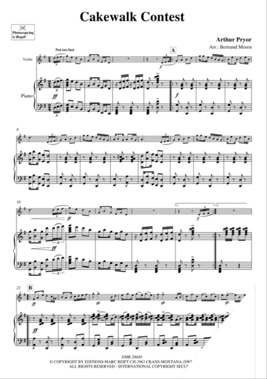 Cakewalk Contest Cakewalk Contest Violin Solo scores gallery preview page 3