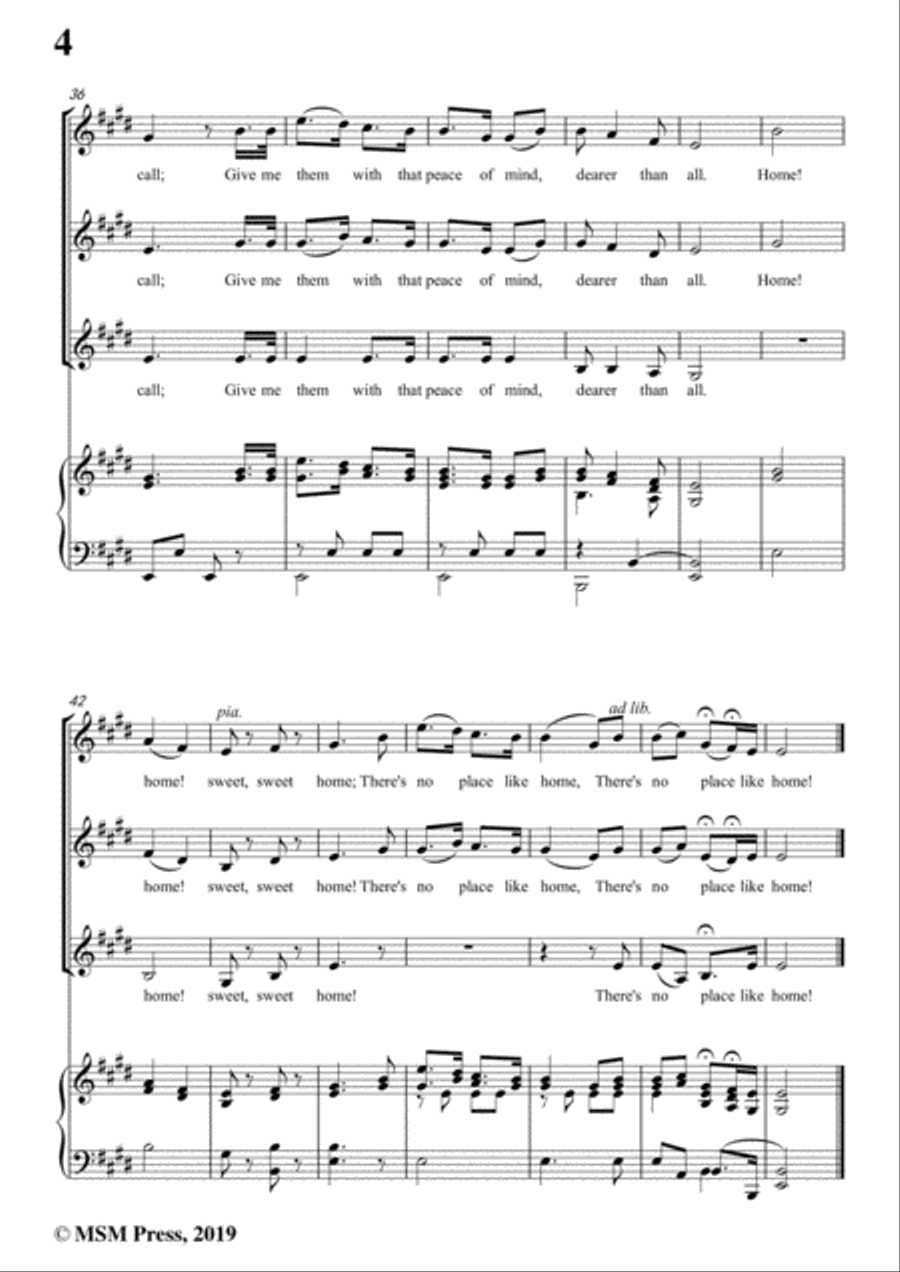 Henry R. Bishop-Home Sweet Home,in E Major,for Voice&Piano Voice scores gallery preview page 6