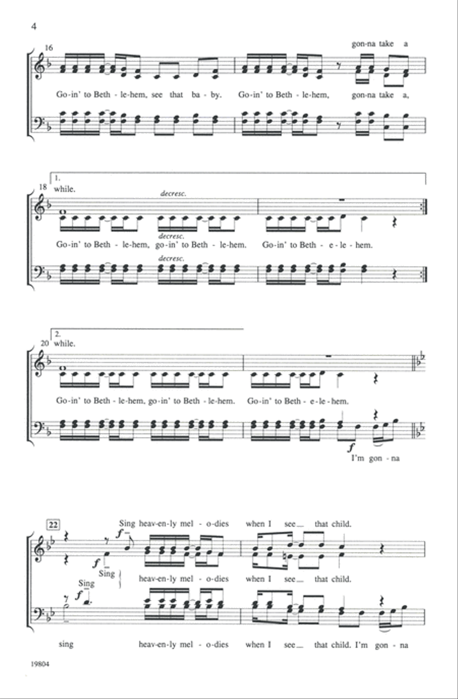 Goin' to Bethlehem 4-Part scores gallery preview page 11