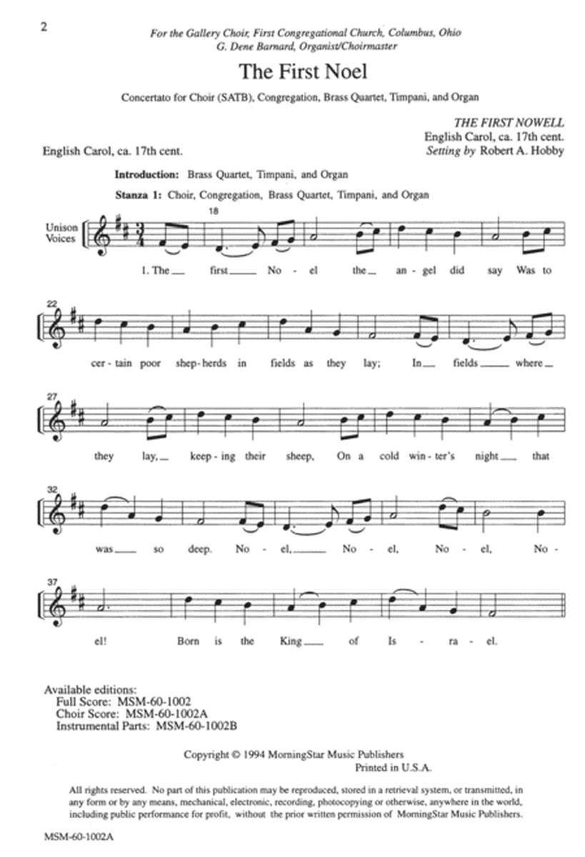 The First Noel (Downloadable Choral Score)