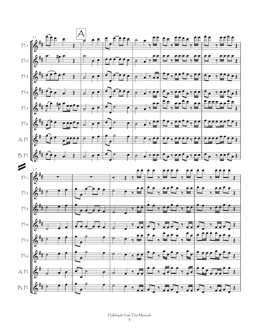 Hallelujah from The Messiah for Flute Choir Flute Choir scores gallery preview page 4