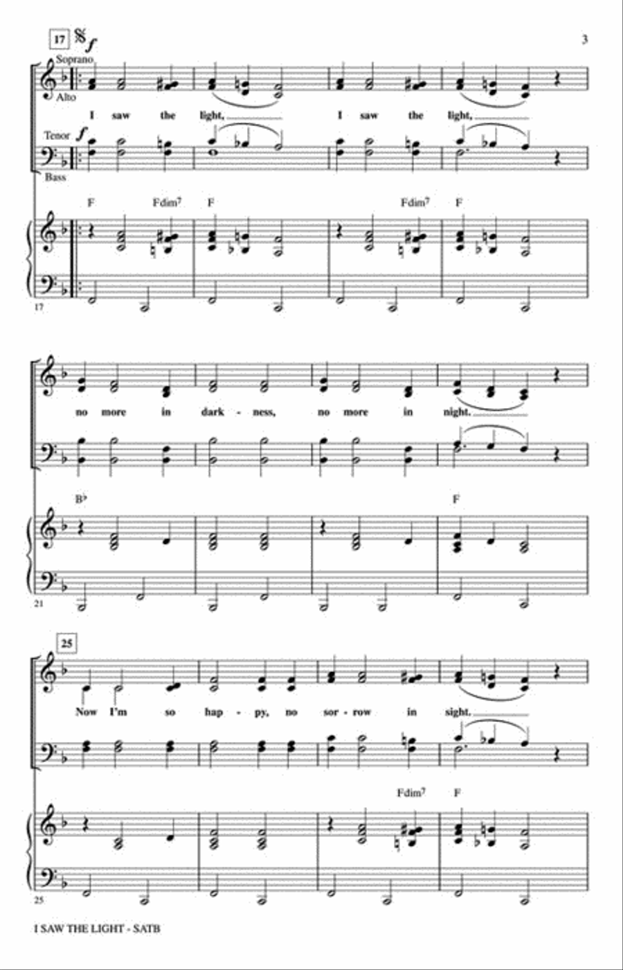 I Saw the Light 4-Part scores gallery preview page 3