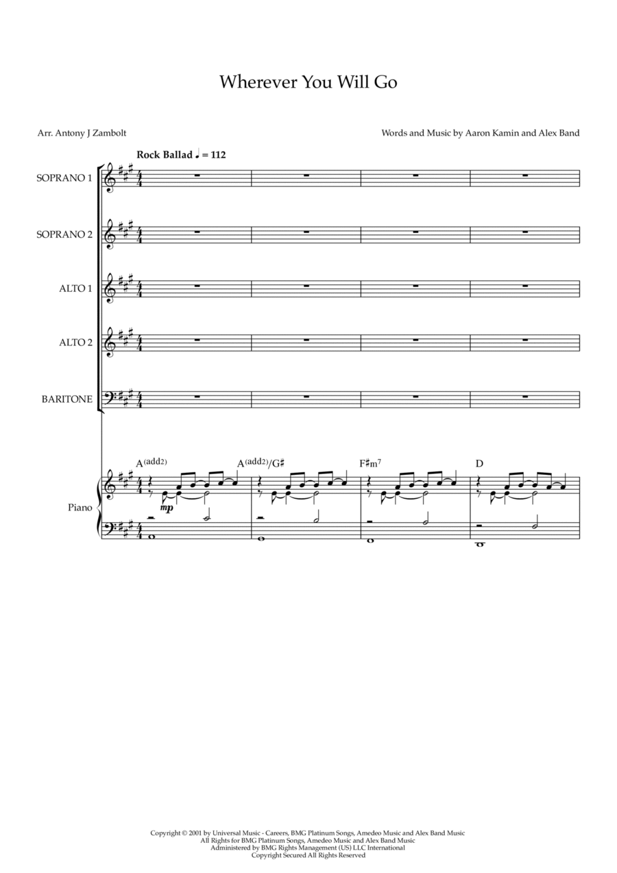 Wherever You Will Go Wherever You Will Go 3-Part scores gallery preview page 1