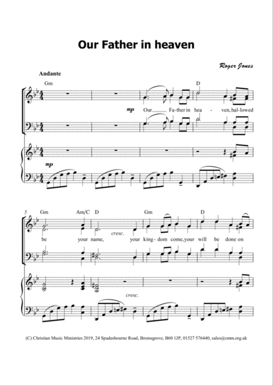Our Father in Heaven (The Lord's Prayer) 4-Part scores gallery preview page 2