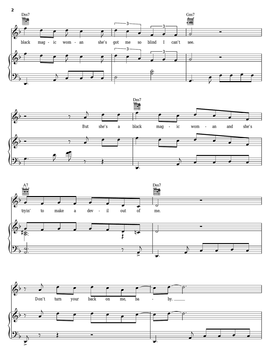 Black Magic Woman Black Magic Woman Piano, Vocal, Guitar scores gallery preview page 2