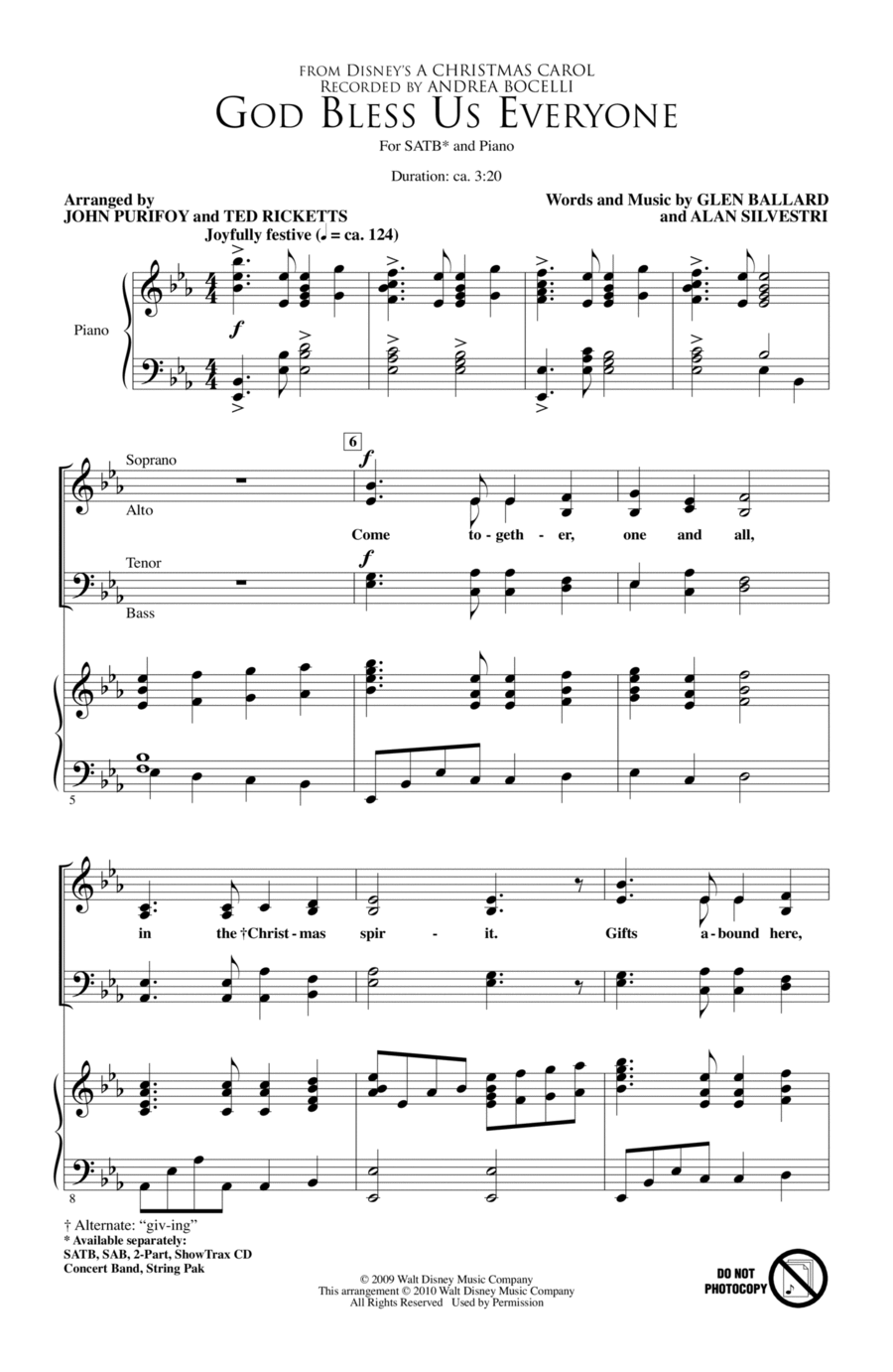 God Bless Us Everyone God Bless Us Everyone 4-Part scores gallery preview page 1