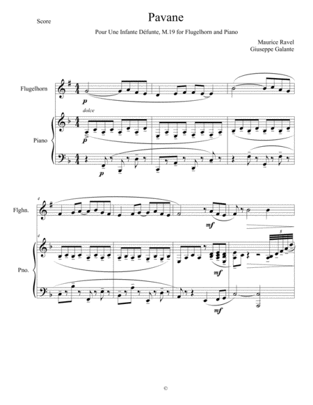 Maurice Ravel: Pavane Pour Une Infante Défunte, M.19 for Flugelhorn and Piano