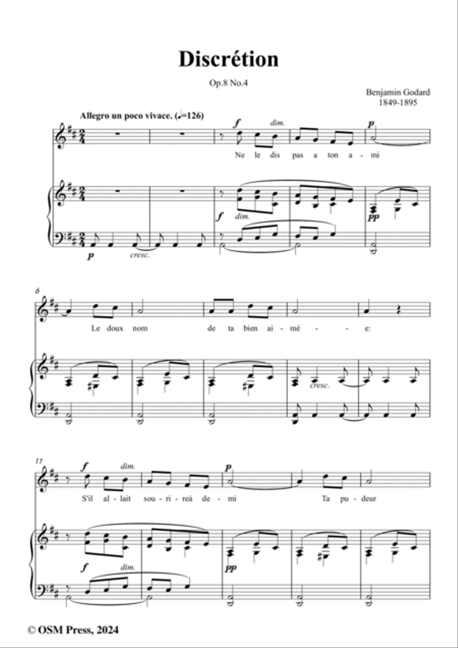 B. Godard-Discrétion,in D Major,Op.8 No.4 Voice scores gallery preview page 2