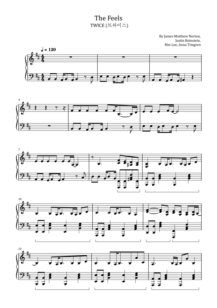 The Feels The Feels Piano Solo scores gallery preview page 1