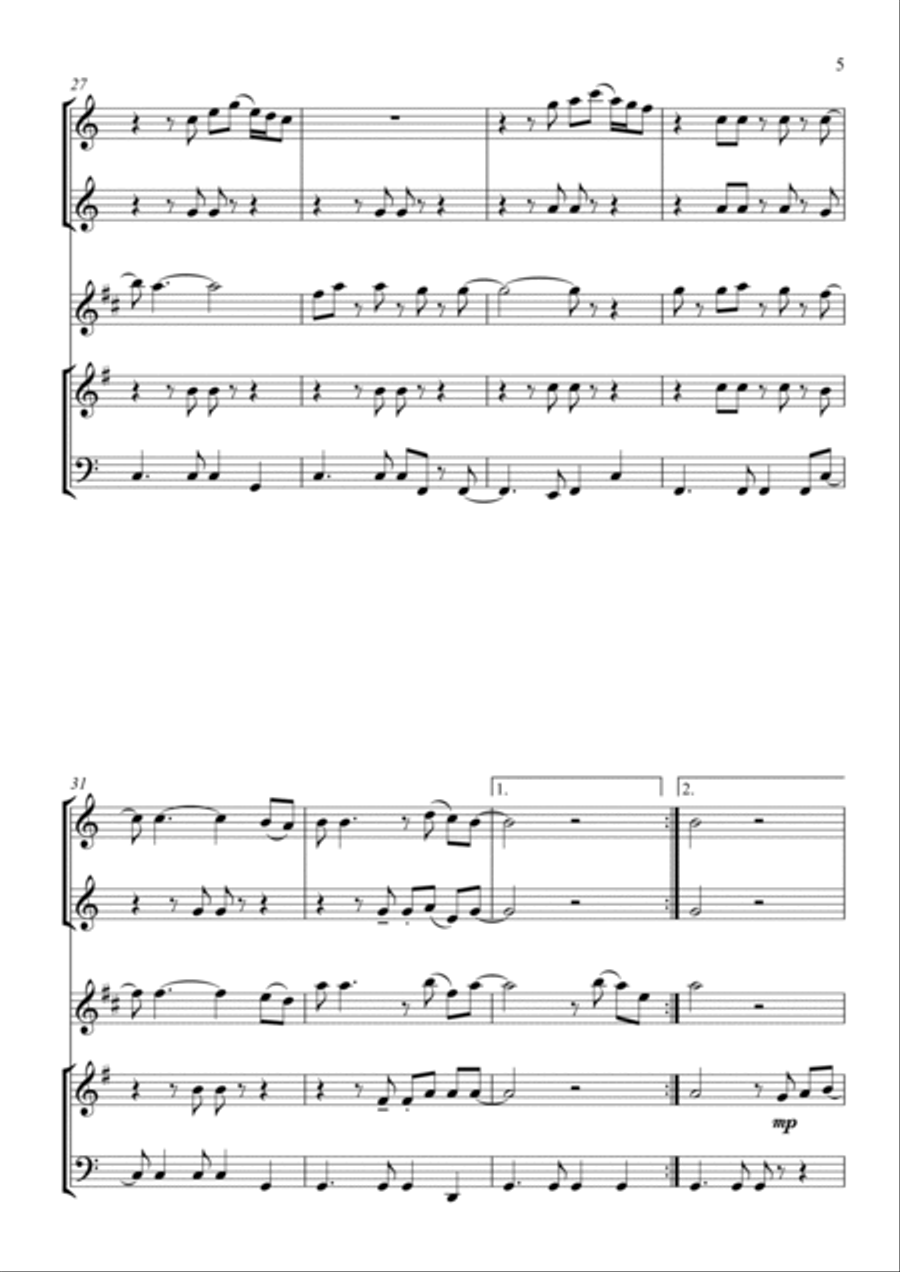Hooked On A Feeling Woodwind Quintet scores gallery preview page 6