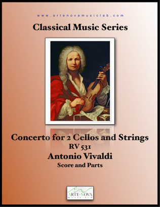 Book cover for Concerto for 2 Cellos and Strings, RV 531 in G minor.
