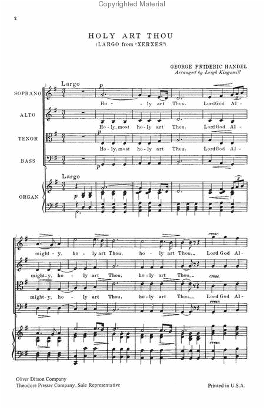 Holy Art Thou (Largo From 