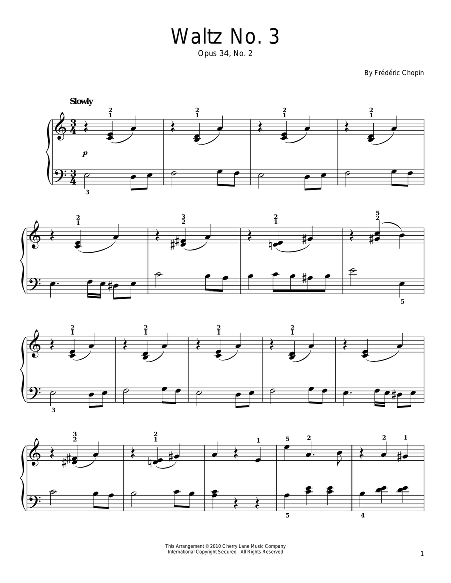 Waltz Op. 34, No. 2 Easy Piano scores gallery preview page 1