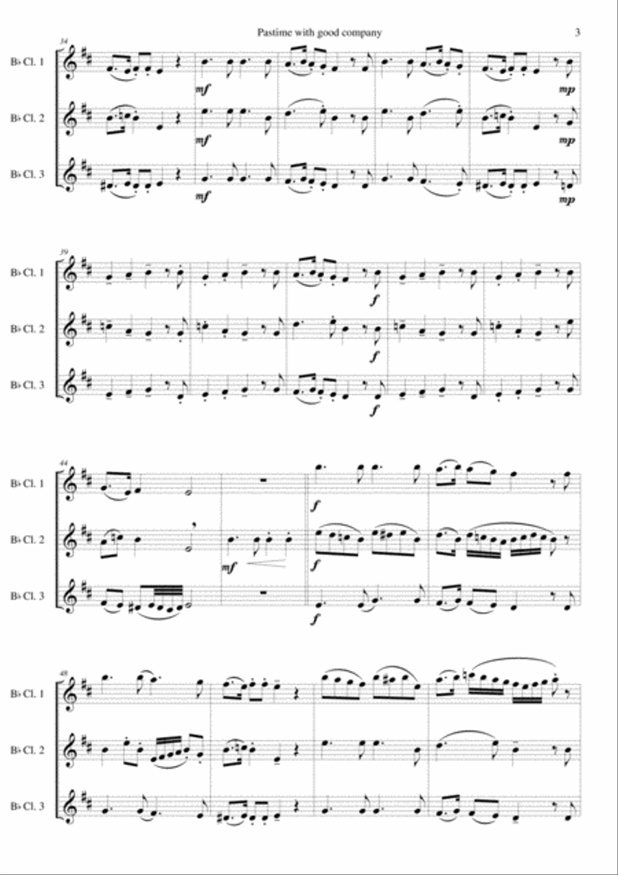 Pastime with good company for clarinet trio Clarinet Trio scores gallery preview page 3