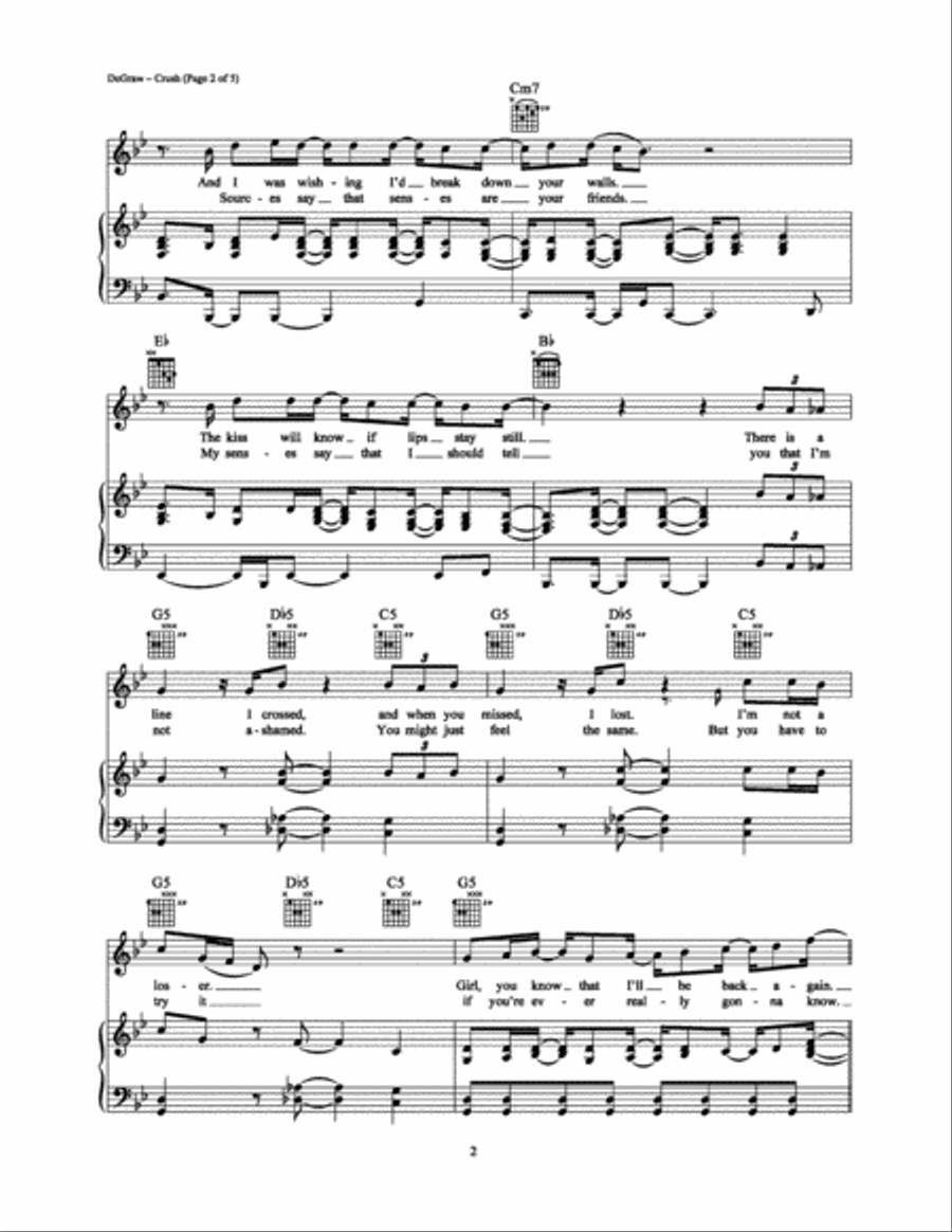 Crush Piano, Vocal, Guitar scores gallery preview page 2