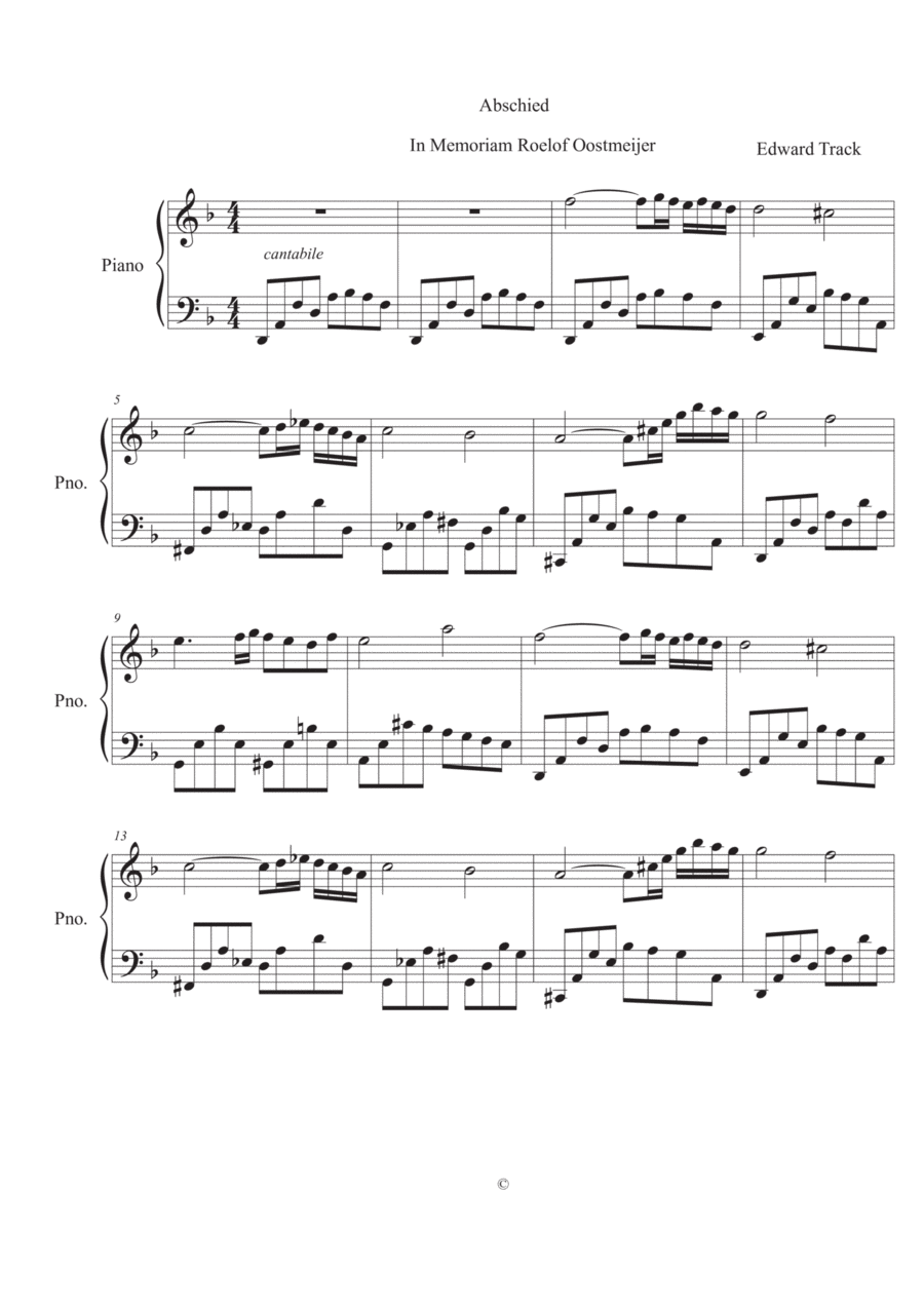 Abschied, intermediate piano piece written in memoriam to a dear friend Piano Solo scores gallery preview page 1